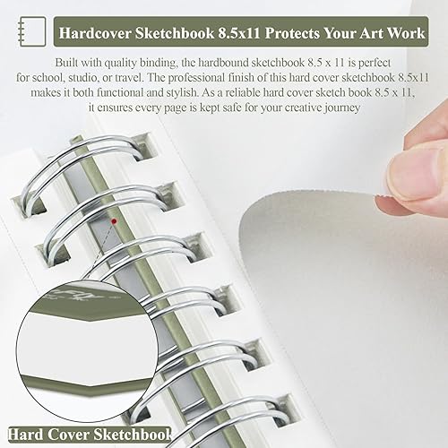 Miniatura 4 de SuFly - Bloc de bocetos para dibujo, 200 hojas, 2 unidades de 9.0 x 12.0in, sin ácidos, papel de dibujo en espiral para lápiz de grafito, lápiz de