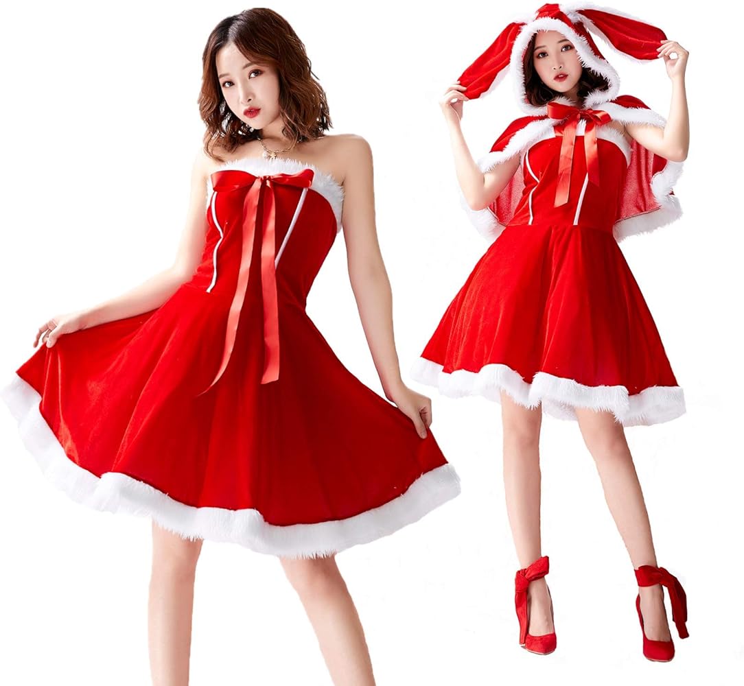 Amazon.co.jp: [JUNDOMECY] サンタ コスプレ レディース バニーケープ