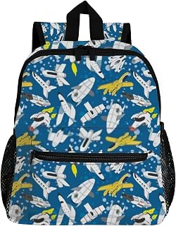 Mochila infantil para meninos e meninas em idade pré-escolar, espaçonave azul, mochila de viagem, mochila de livros, para crianças primárias, estudantes e crianças