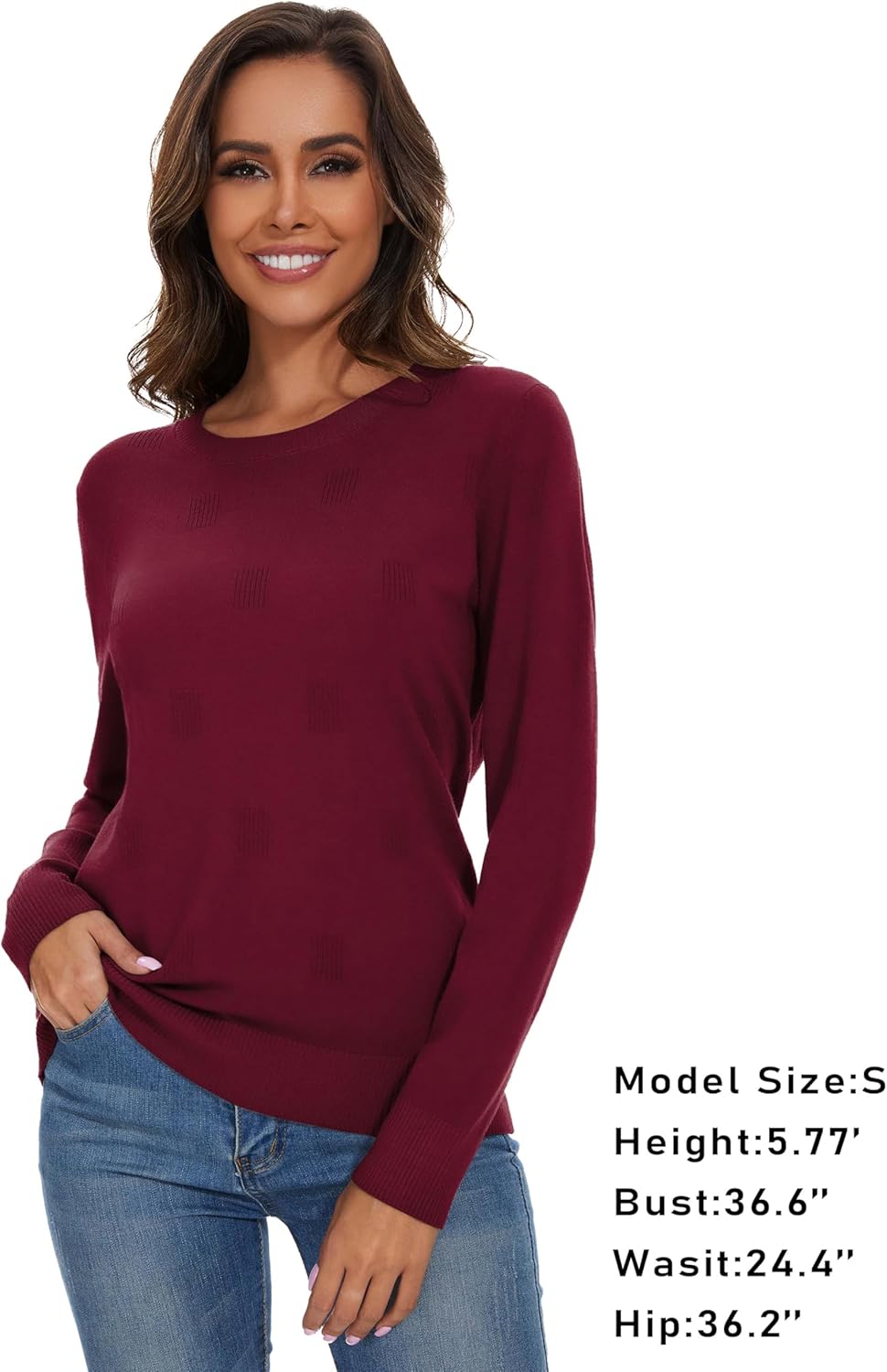 Women's Fall Pullover Long Sleeve Crew Neck Casual Ribbed Knit Lightweight Soft Sweater Top - Image 3