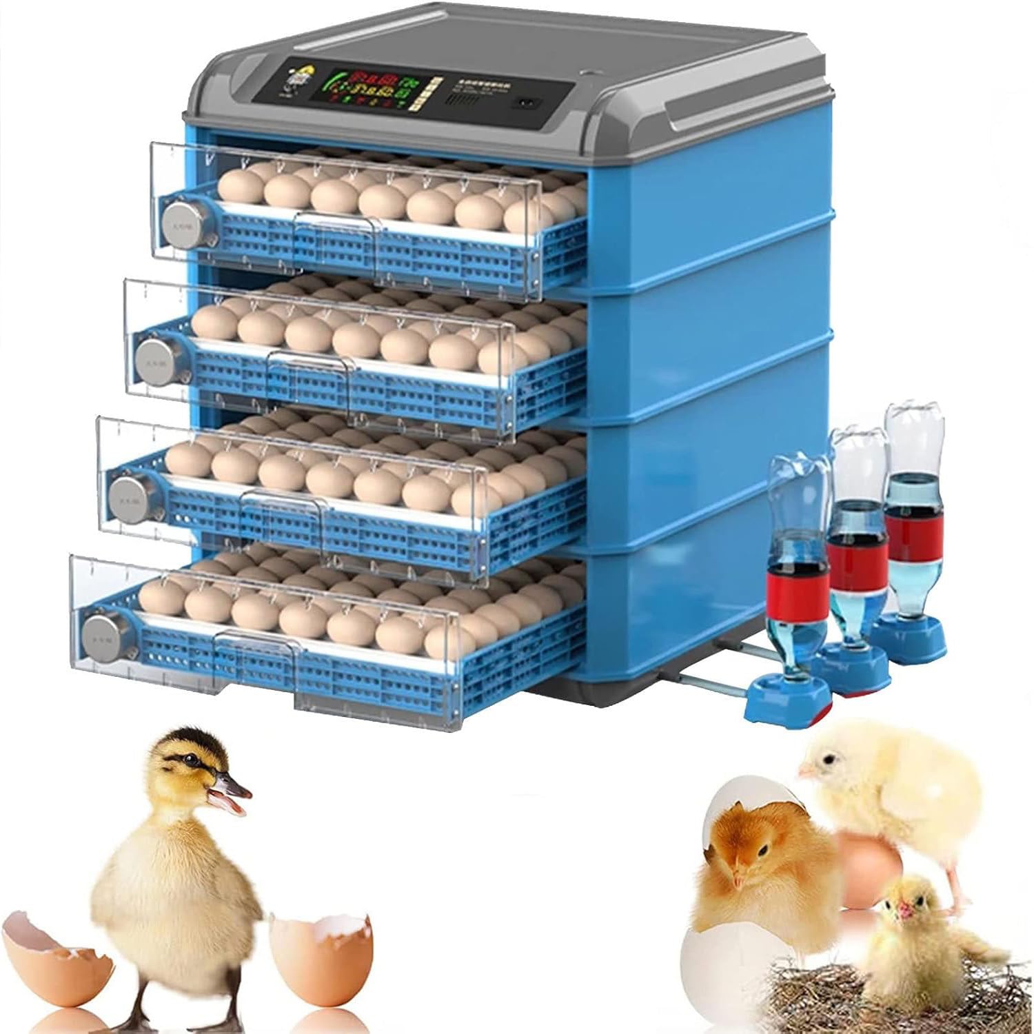 SENJINGHUA 256/500 Egg Incubator with Temperature and Humidity Control,Air Vent, Automatic Egg Turner, Egg Candler,External Water Bottle Refill,Hatching Chicken Duck Quail Bird 256