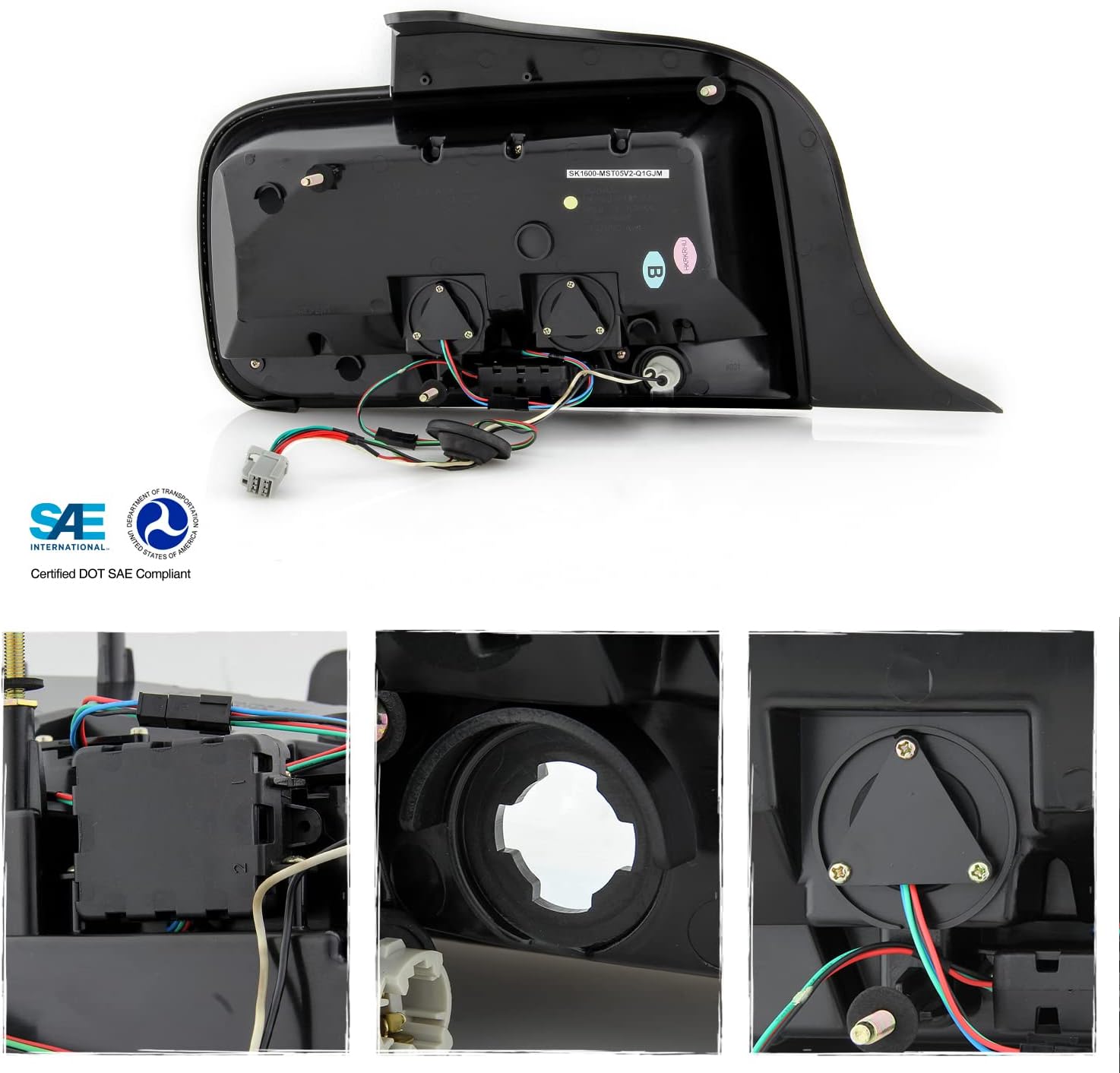 AKKON - Fits 2005-2009 Ford Mustang LED [White Tube] Black Tail Lamp Brake Lights w/Sequential Signal Pair Left + Right