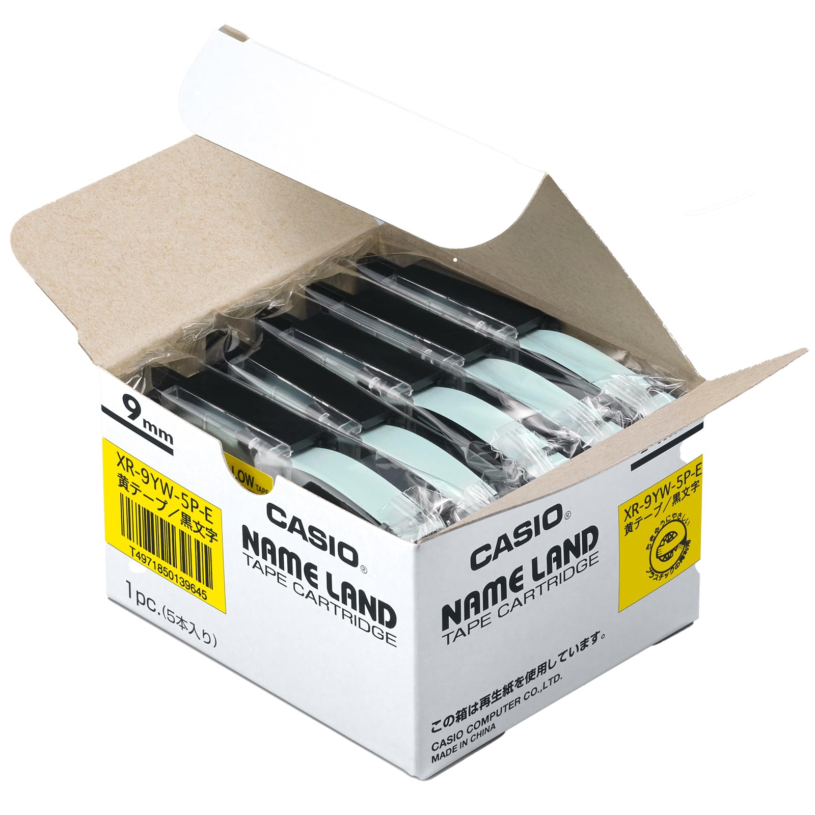 5 pieces CASIO Casio name land tape 9mm XR-9YW-5P-E (japan import)