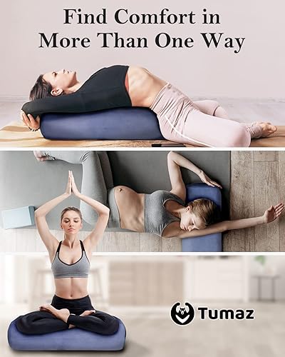 Miniatura 7 de Tumaz Yoga Bolster Set - Rectangular Bolster Pillow for Restorative Yoga, Soft Meditation Pillow with Carry Handle and 8-Feet Strap, Machine