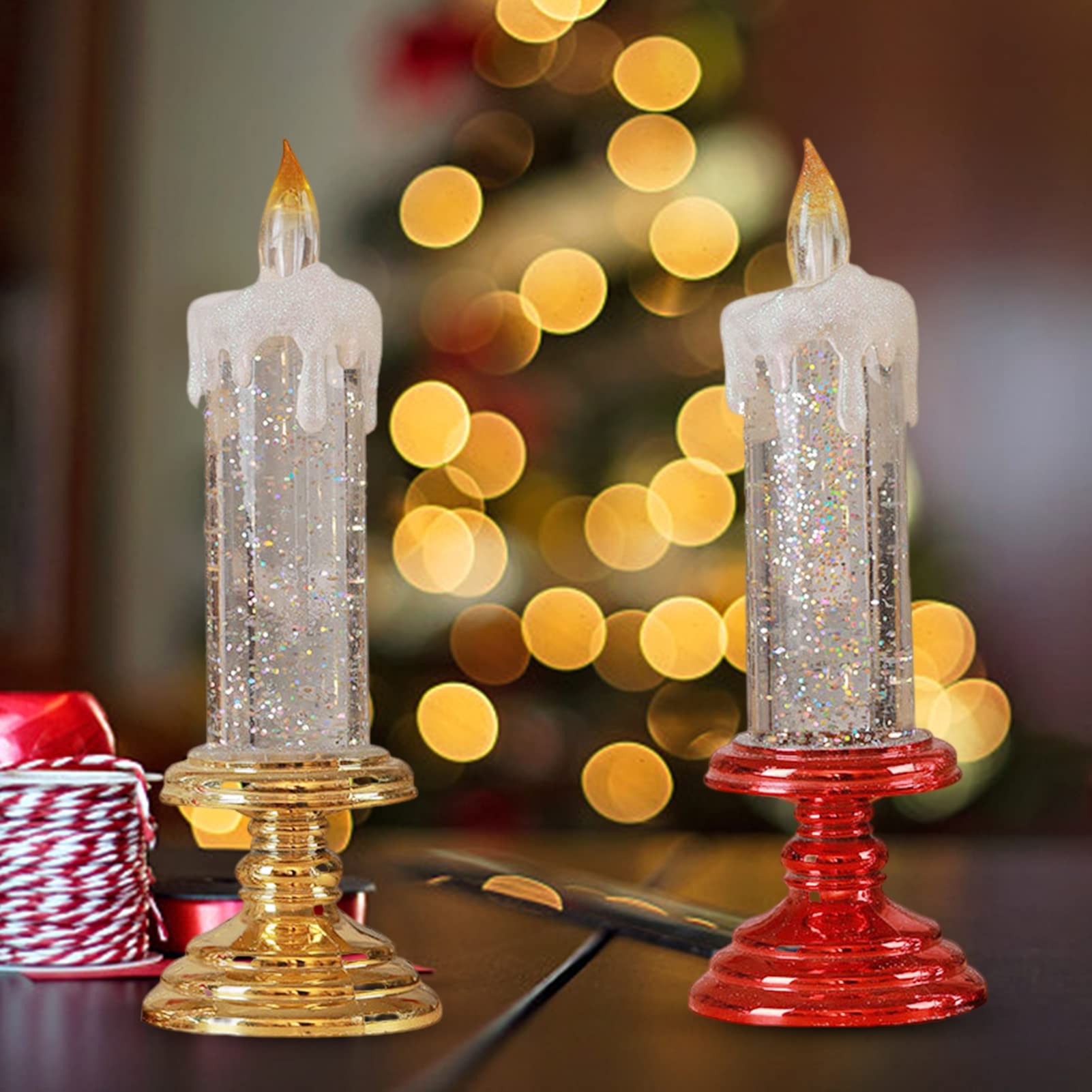 Lot De 4 Bougies De L'Avent LED à Effet Flamme - Hauteurs 9 à 13 Cm, Minuterie, Blanc Chaud (piles Non Fournies) - 6