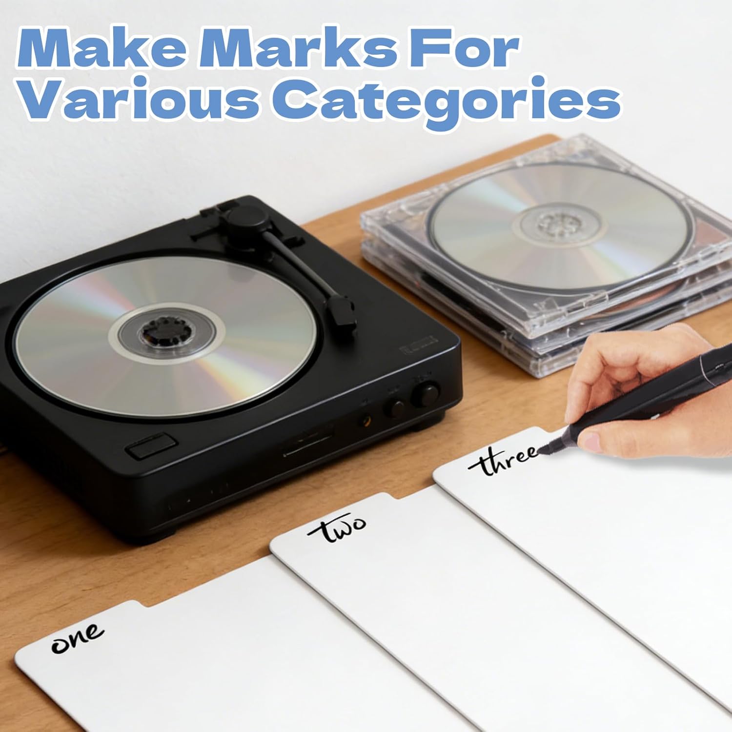 100 Pcs Vinyl Record Dividers 11.4 x 13 Inch Thick Cardboard Blank Writable LP Record Separators Reusable White Record Album Organizer Vinyl Storage Accessories for Records, DVDs, and Albums