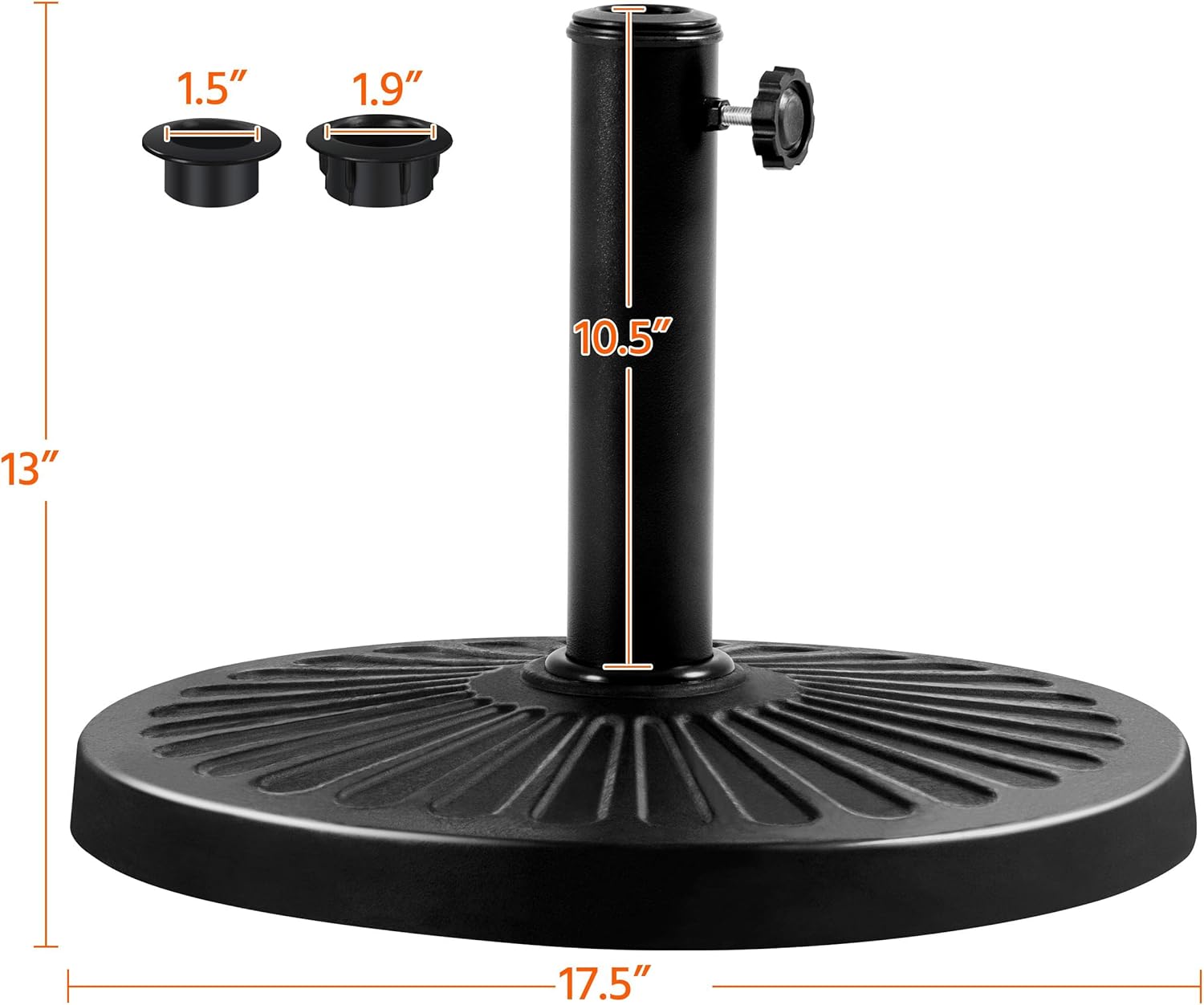 Yaheetech 17.5'' Antiqued Patio Umbrella Base 22-lbs Outdoor Heavy Duty Round All-Weather Umbrella Base Stands for Patio, Outdoor, Black