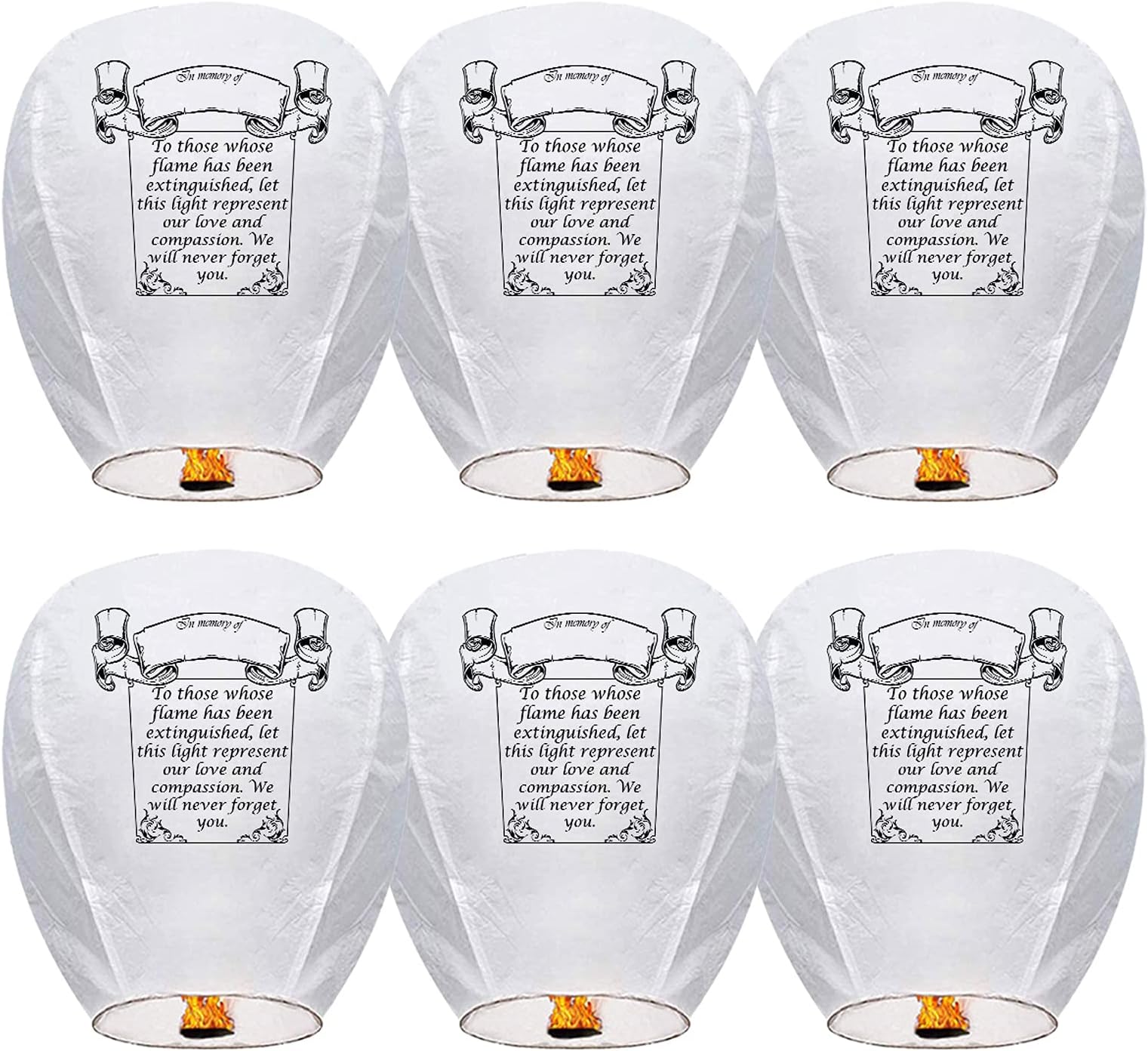 Douzi Chinese Sky Lanterns (6 Pack) 100% Biodegradable - Beautiful Lantern for White for Weddings, Birthdays, Parties,Memorials and Much More