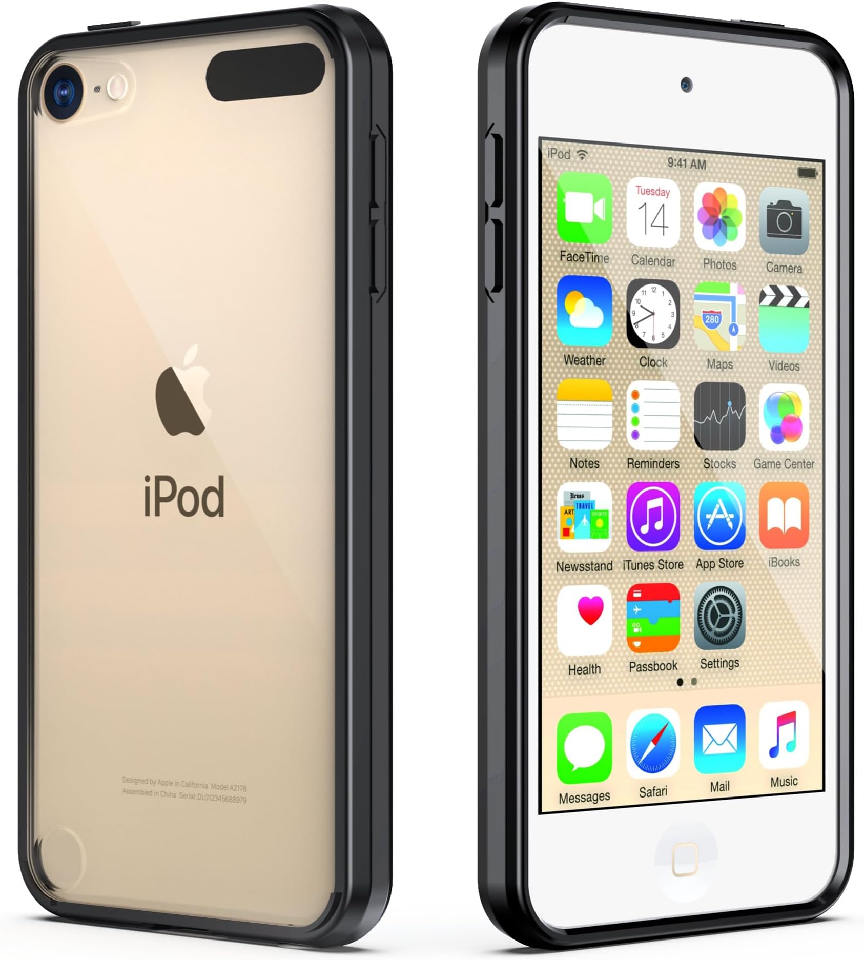ULAK iPod Touch 6 Case,iPod Touch 5 Case, Clear Slim Hybrid Premium Clear Bumper TPU/Scratch Resistant Hard PC Back Cover/Corner Shock Absorption Case for Apple iPod Touch 5 6th Gen_Black