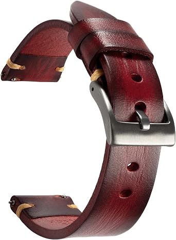 Retro Handmade Watch Band, Quick Release Vintage Leather Watch Strap Replacement,Choice of Width-18mm 20mm 22mm 24mm or 26mm