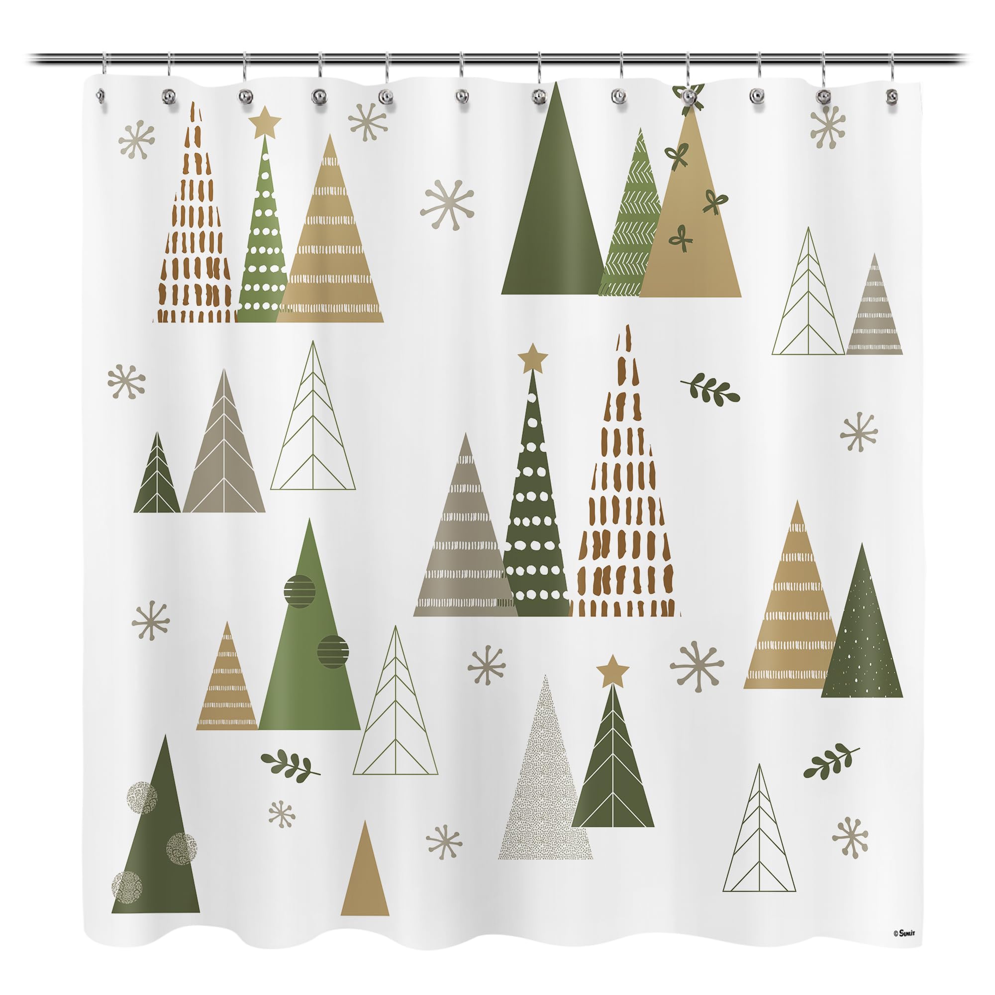 Sunlit Geometric Modern Design Christmas Shower Curtain Christmas Tree Bathroom Home Office Holiday Wall Decoration as Tapestry and Photo Booth
