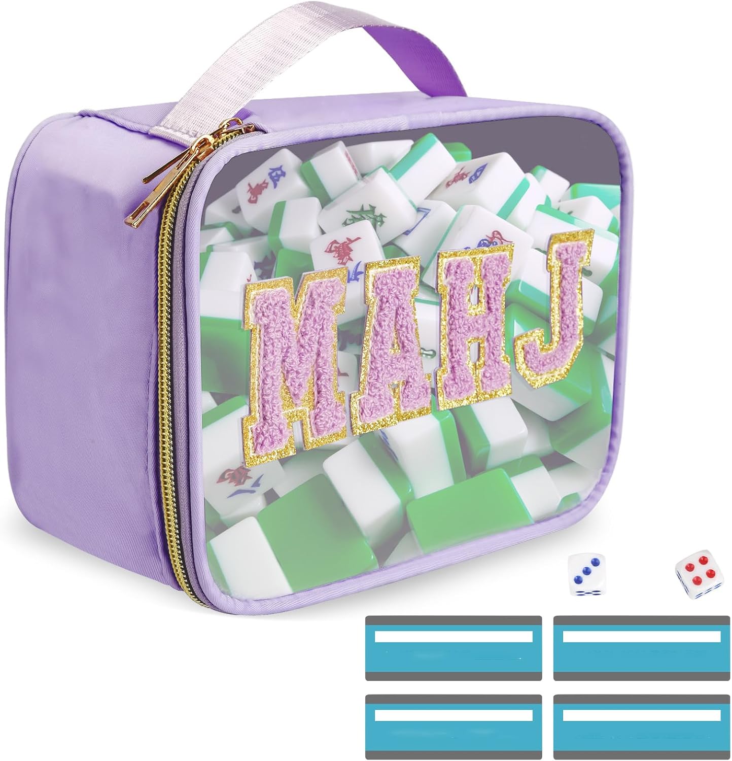 American Mahjong Tile Bag, Empty Clear Case with Zipper for 166 Tiles, Waterproof Portable Carrying Storage for Travel and Game Night (Bag Only)