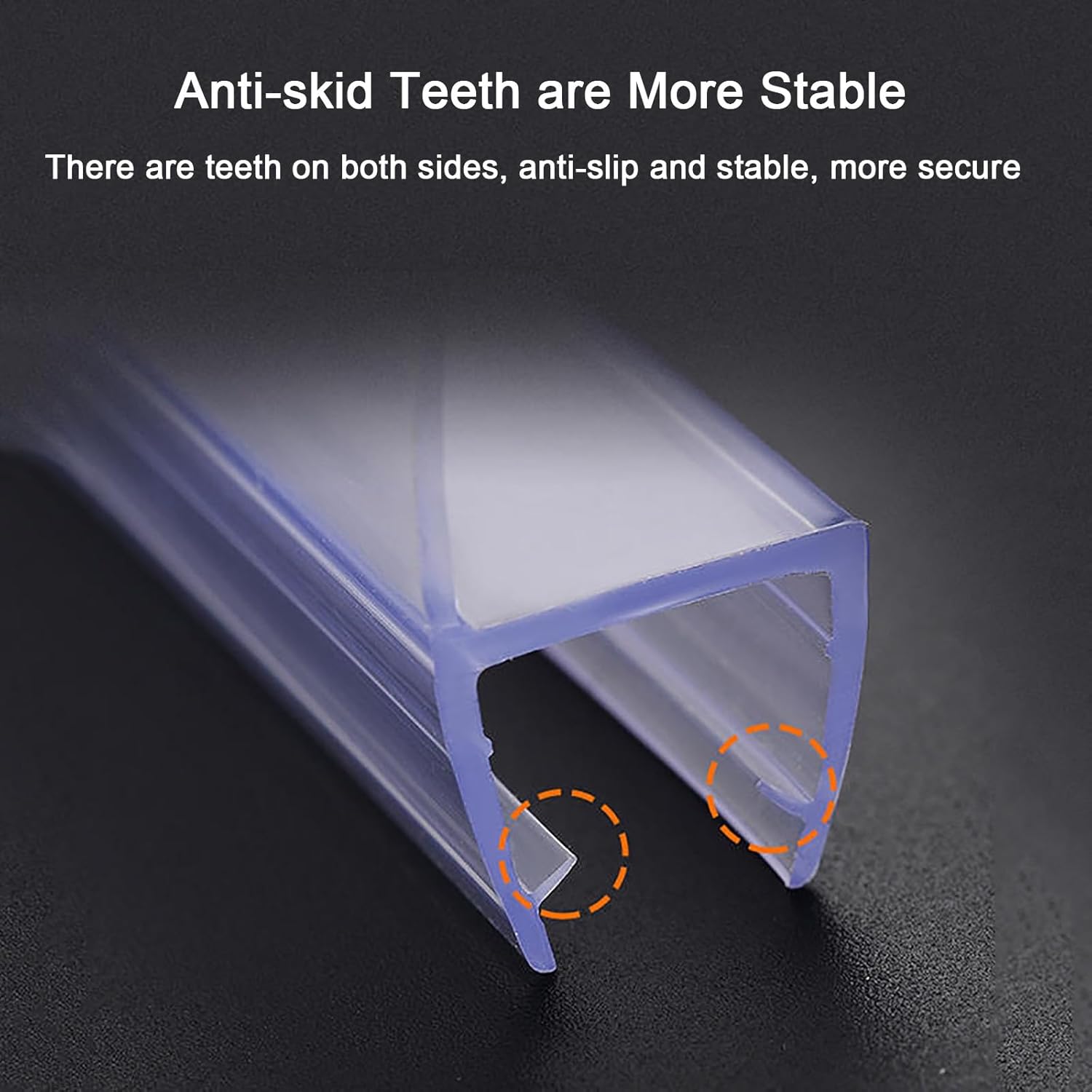 Shower Door Bottom Seal, Frameless Glass Shower Door Seal Strip Polycarbonate, 70cm/27.6" Ultra Clear Strip with Drip Rail, for 5/16"(8mm), 3/8"(10mm) Glass (Color : Clear, Si