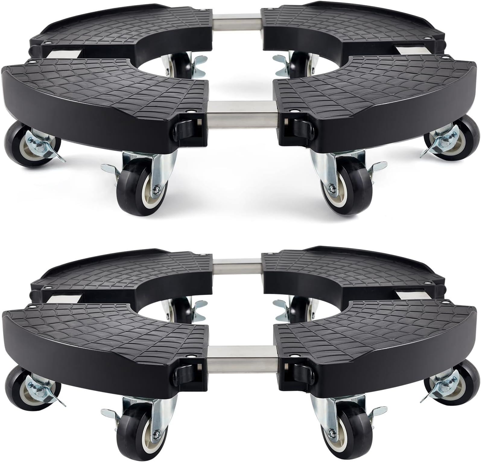 TreeGun 2 Pack Plant Caddy with Wheels Heavy Duty, Plant Trolley with 8 Lockable Casters, Plant Stand with Wheels Heavy Duty Adjustable 15"-21", 330lbs Capacity for Large Plant/Flower Pot