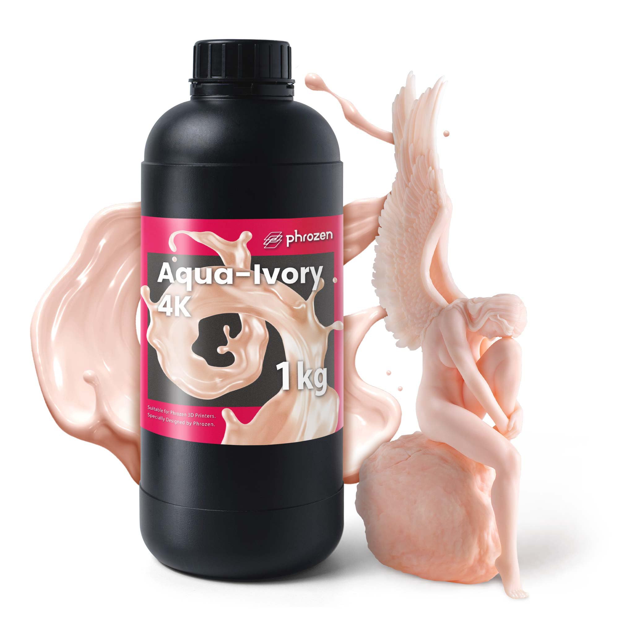 Phrozen Aqua-Ivory 4K Resina de impresora 3D | Fotopolímero UV 405 nm para impresión 3D LCD/DLP/SLA | Alta precisión, bajo olor, no quebradiza - Rosa (1kg)