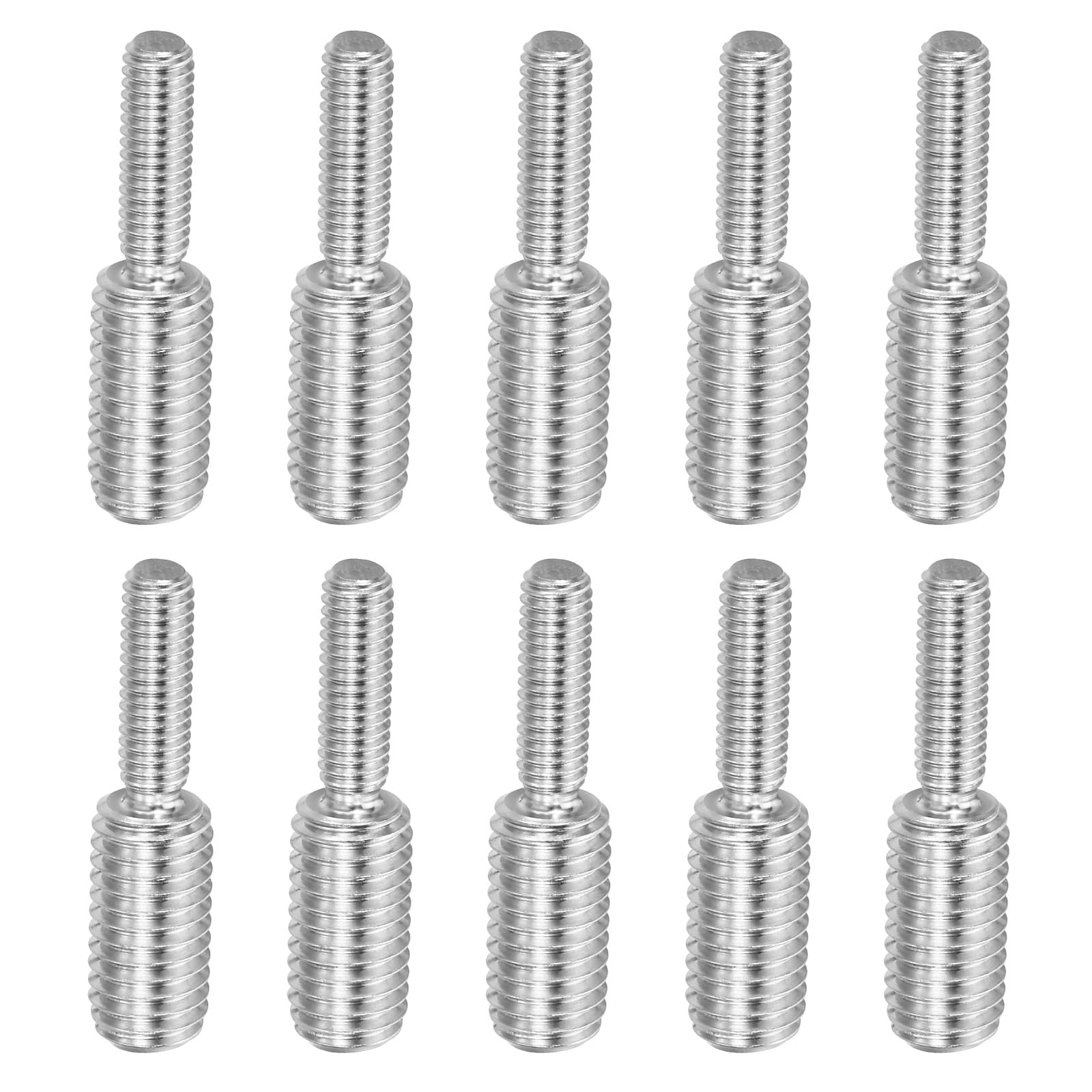 PATIKIL M6x1 a M10x1.5 Doble Extremo Roscado Perno Tornillo Perno, 10 Paquete 304 Inoxidable Acero Varilla Pernos Rosca Reductor Adaptador para Muebles Herraje, 40mm Largo
