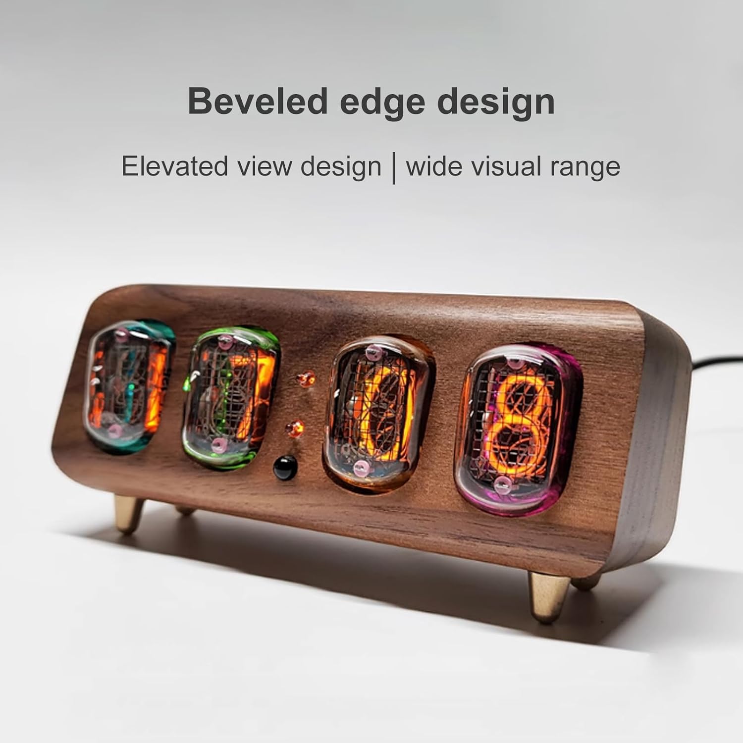 Nixie Clocks,True IN-12 Nixie Tube Clock,Smart Nixie Clock,Walnut Shell,Multiple Background Light Effects,App and Remote Control,Professional Safety Packaging