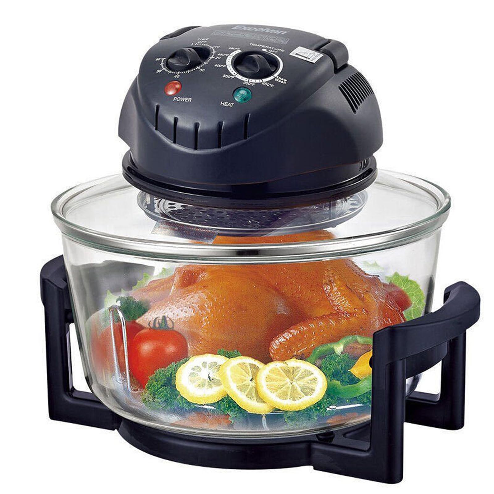 Freidora de aire halógena de 12 l, freidora de aire con horno halógeno de encimera multiusos 1300 W con temperatura y temporizador ajustables manuales de 130-230 °C, horno halógeno multifunción black