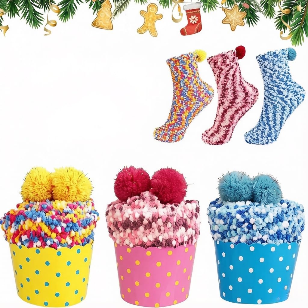 Regalo Calcetines Térmicos de Invierno para Mujer, Calcetines Divertidos y Mullidos, Regalo para Mamá, Novia y Hermana