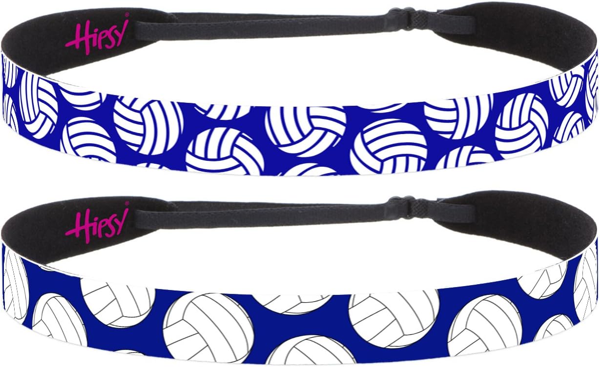 Hipsy Adjustable NO Slip Royal Blue Volleyball Headbands for Women & Girls