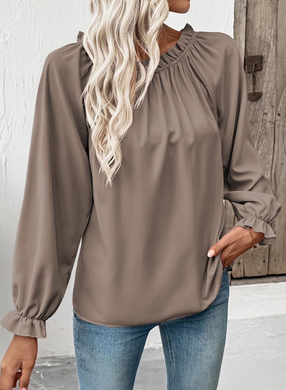 EVALESS Womens Tops Off The Shoulder Blouses for Women Dressy Casual Cute Puff Sleeve T Shirts Fashion 2026 - Image 4