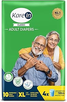 - Classic Adult Diapers, Extra Large, Waist Size 127-165 Cm (50"-65"), 10 Count, Tape Style, Unisex, High Absorbency, Leak Proof, Wetness Indicator