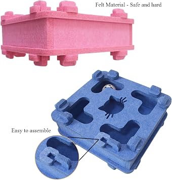 IUHKBH Cat Puzzle Toy, Soft Felt Intelligence Mind Game Track Balls Interactive Kitten Toy Puzzle Box for Indoor Cats, Easy to Assemble [Orange]