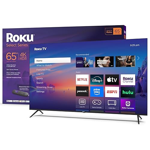 Roku Smart TV 2025 – 65-Inch Select Series, 4K HDR TV – RokuTV with Enhanced Voice Remote – Flat Screen LED Television with Wi-Fi for Streaming Live Local News, Sports, Family Entertainment - 65"