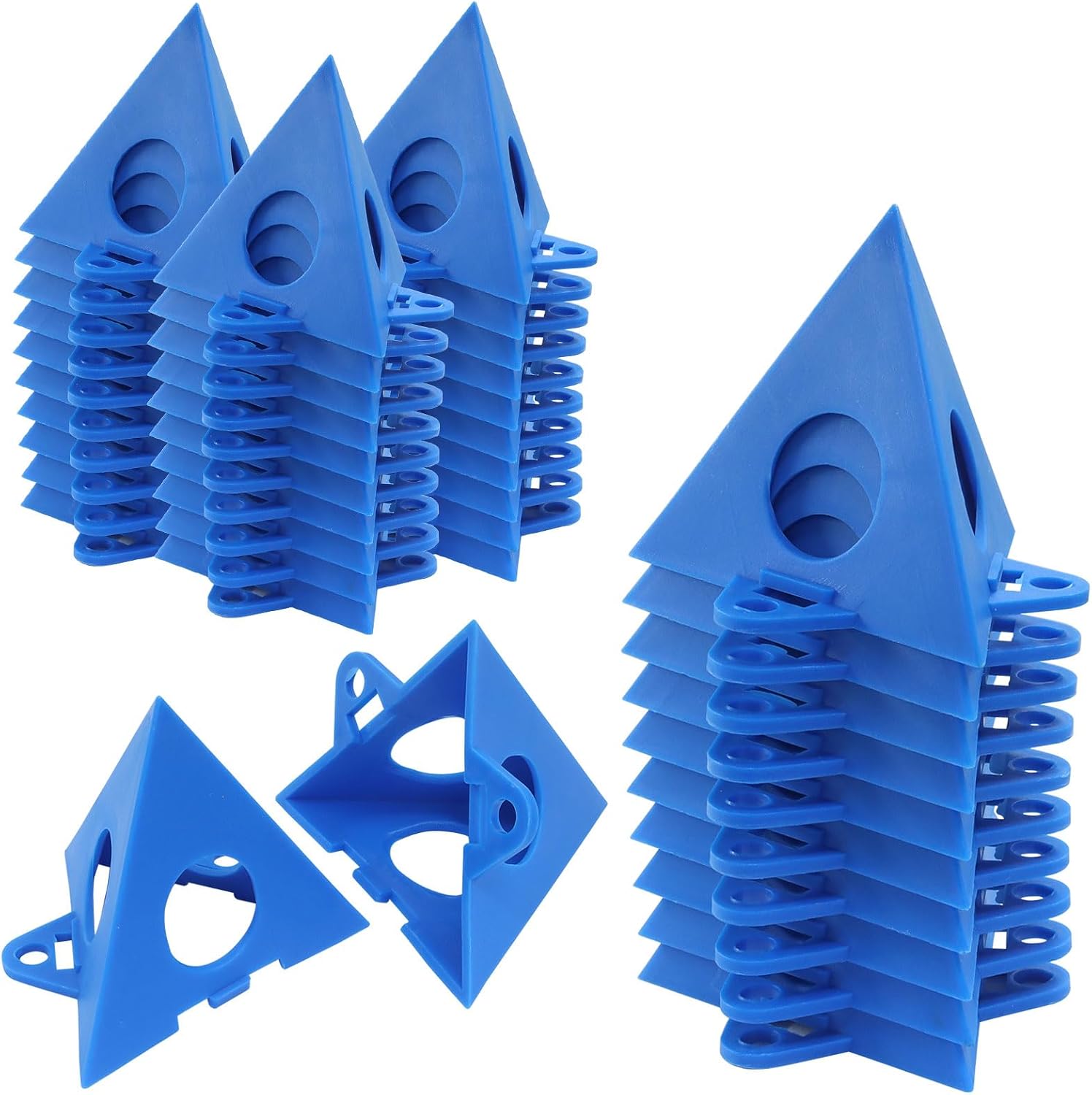 Rierdge 40 PCS Pyramid Stands for Painting - Premium Plastic Paint Triangle Stands with Locking System, Reusable Mini Cones for DIY Art Projects & Woodworking, Blue