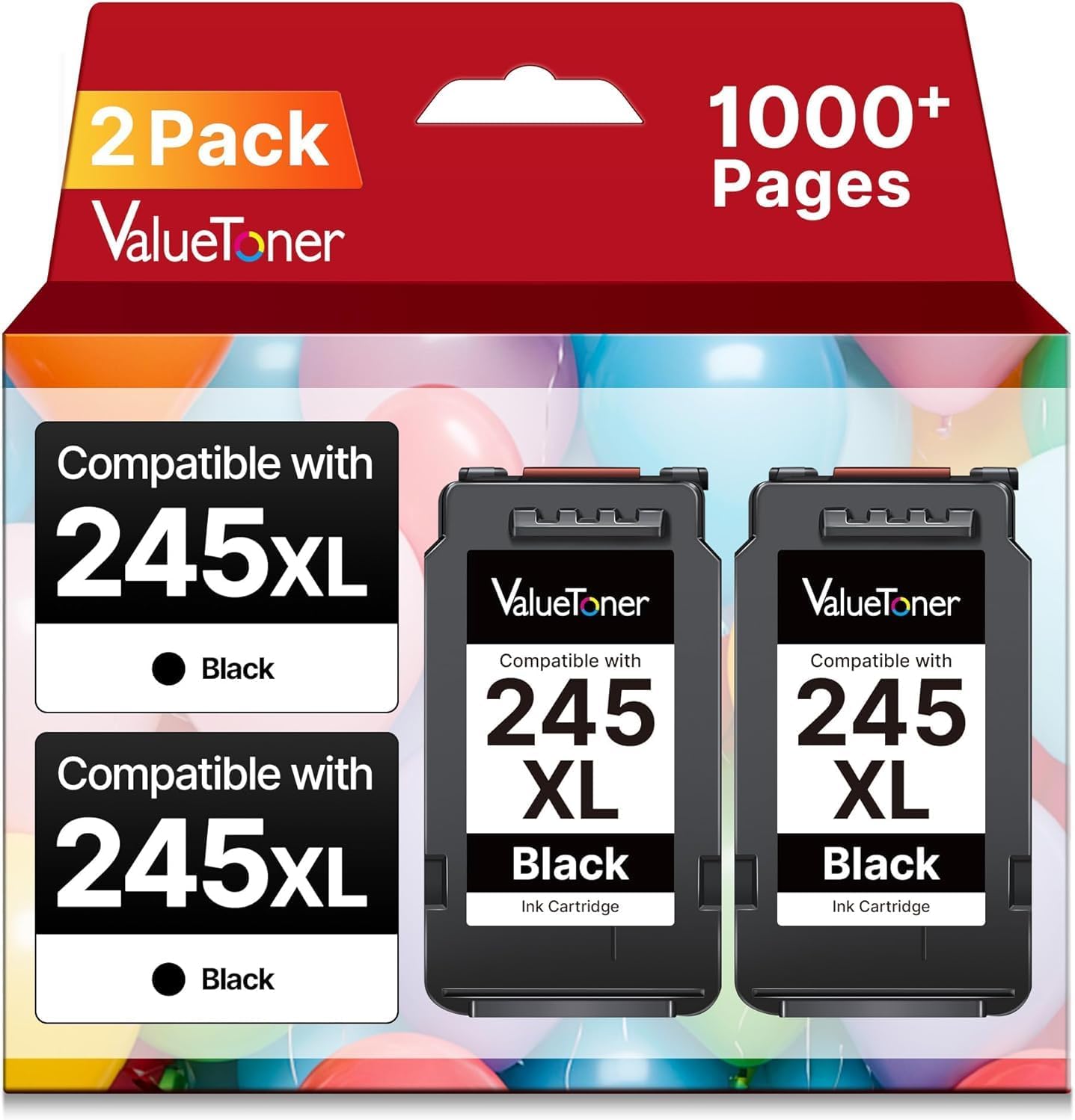 245XL Ink Cartridge Replacement for Canon 245XL Black Ink Combo Pack PG-245XL 245 XL for PIXMA TR4520 MX492 TS3122 MX490 MG3022 MG2522 MG2920 MG2420 MG2520 MG2922 MG2924 Printer (2 Black)