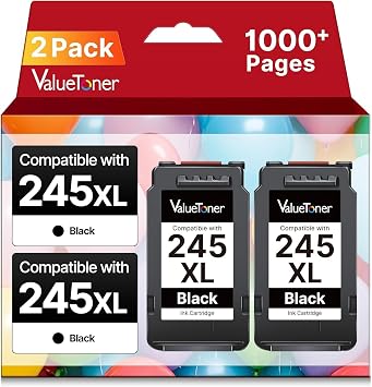245XL Ink Cartridge Compatible for Canon 245XL 245 XL Black Ink Cartridge | for Canon PG-245XL Black Ink Cartridge for PIXMA TR4520 MX492 TS3122 MX490 MG3022 MG2522 MG2920 MG2420 MG2520 Printer 2 Black