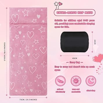 Kids Sleeping Bag with Pillow,Glow in The Dark Nap Mat for Toddlers Boys Girls,Large & Comfy Plush Slumber Bag for Sleepovers Camping Travel