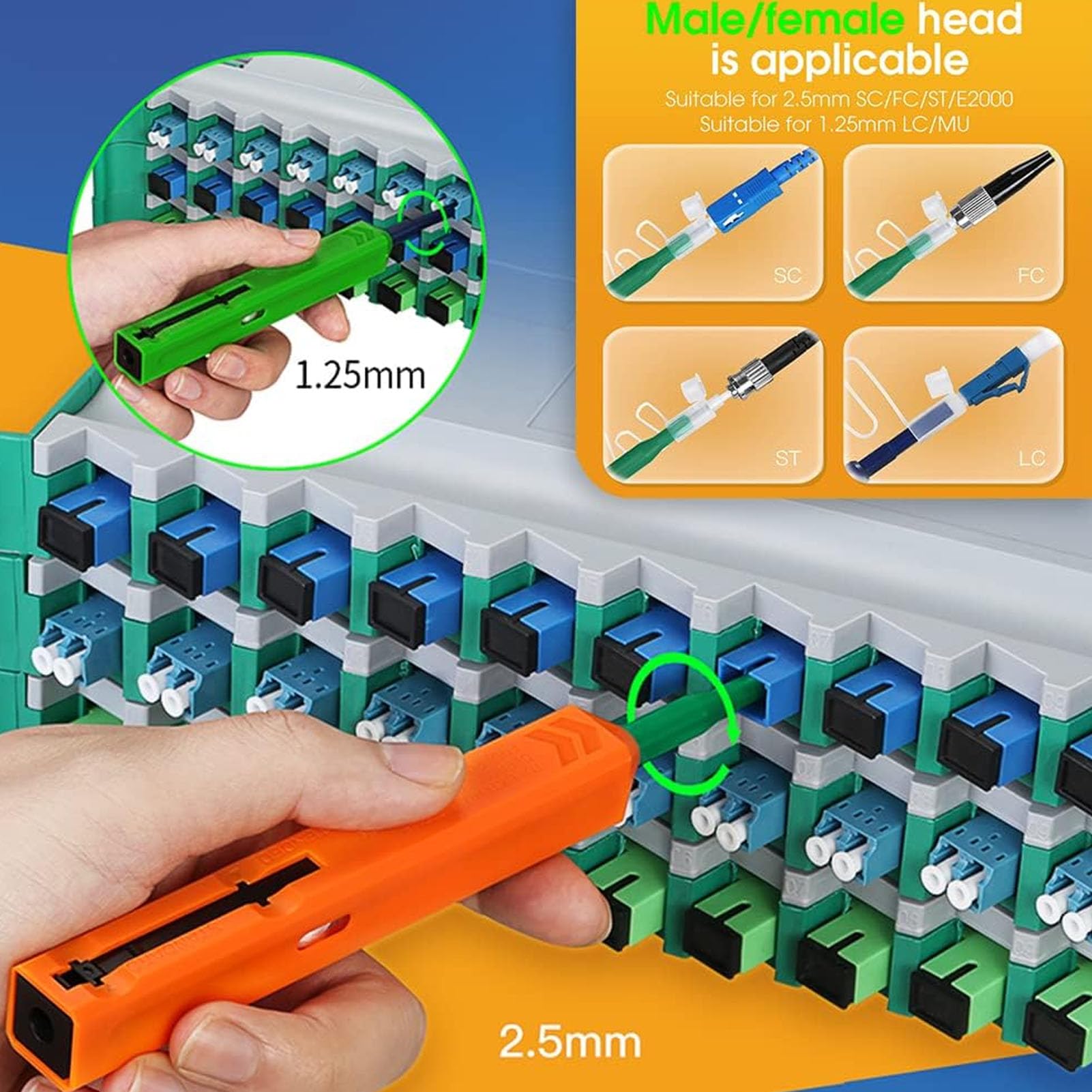 Kit de Nettoyage pour Fibre Optique 13 en 1 avec Loupe 400X