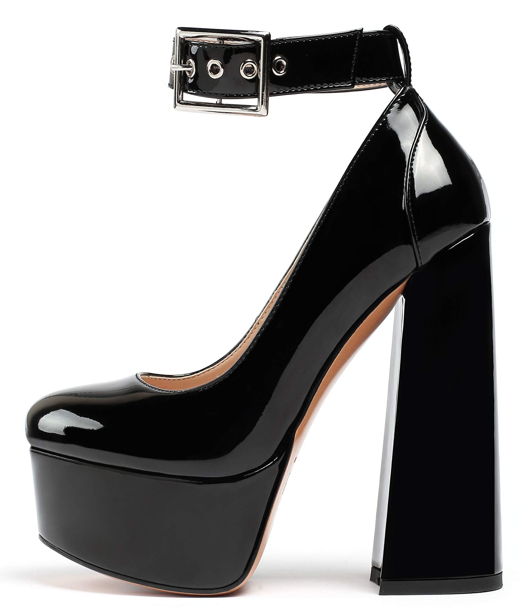 elashe-Scarpe da Donna - 16CM Scarpe col Tacco Blocco Alto- Cinturino alla Caviglia- Scarpe con Plateau