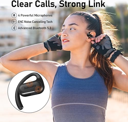 Miniatura 7 de OpenComfy CF301 Auriculares para correr de próxima generación, auriculares inalámbricos Bluetooth abiertos para entrenamiento deportivo en gimnasio,