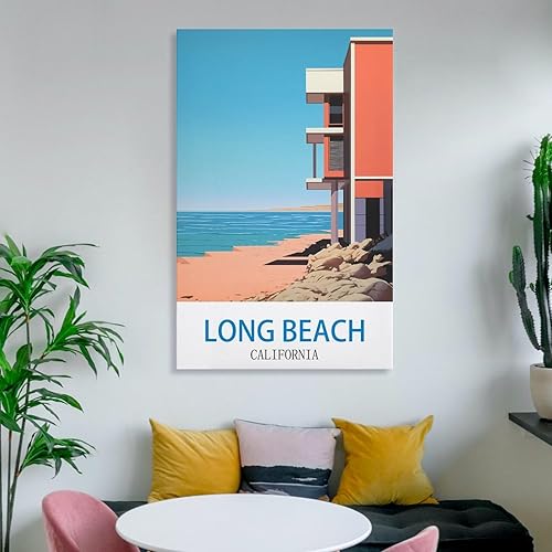 Miniatura 6 de Long Beach California - Pósteres de viaje vintage de hotel de 12 x 18 pulgadas (11.8 x 17.7 in) para pared, pintura en lienzo para sala de estar,