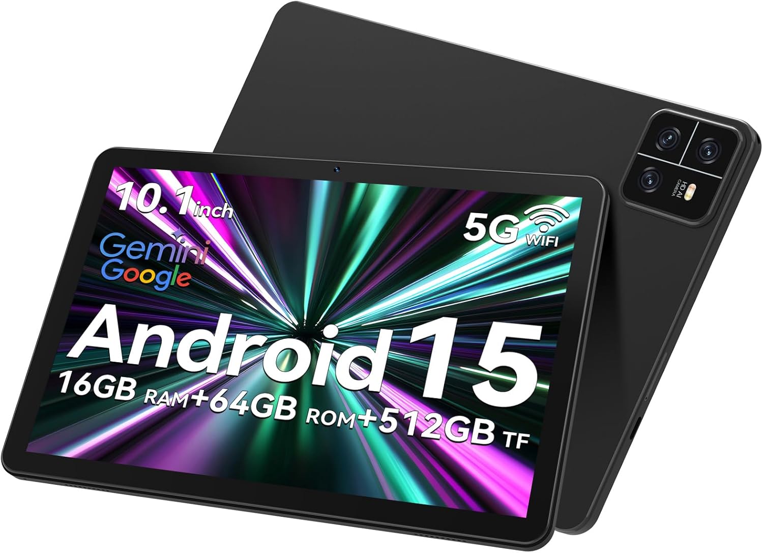 Tablet, 10.1 inch Android 15 Tablets With Octa-Core, 16GB RAM + 64GB ROM 512GB TF Tablets Support GMS, 7000 mAh Battery Tablet 1280×800 Resolution, GPS, 8+13MP, 5G WIFI+2.4G WIFI, BT5.0&Dual Speaker
