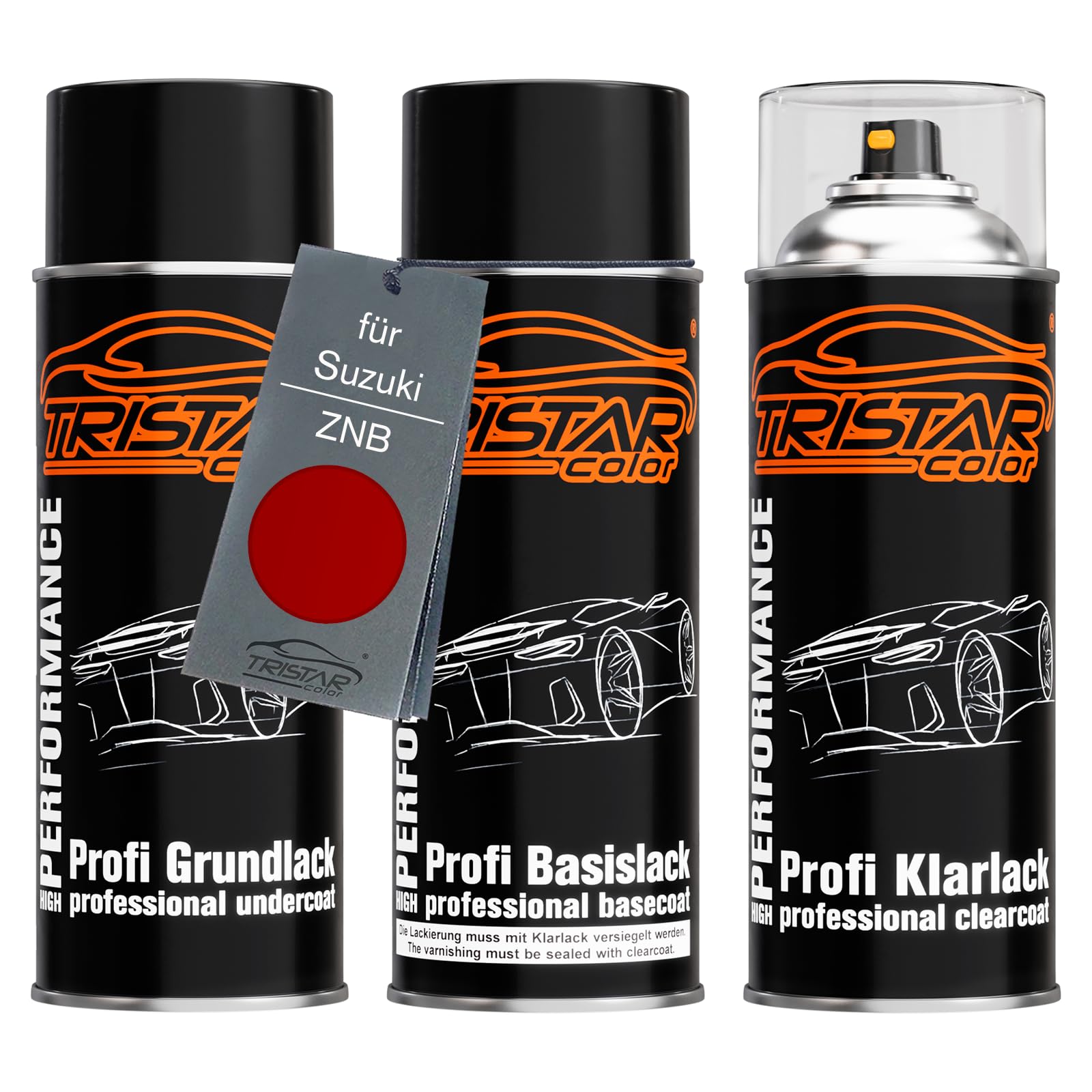 TRISTARcolor Vernice per auto Kit bombolette spray per Suzuki ZNB Fervent Red/Vivid Red vernice di fondo vernice di base vernice trasparente bomboletta a spruzzo 400ml