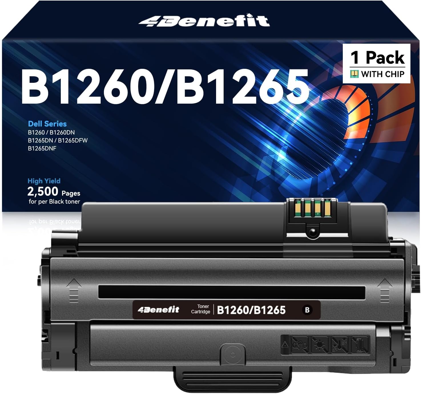 Compatible Toner Cartridge Replacement Dell 1260 B1260 B1260dn Toner Cartridge Used for B1260dn B1260 B1265dn B1265dnf B1265dfw Laser Printer (1 Pack)