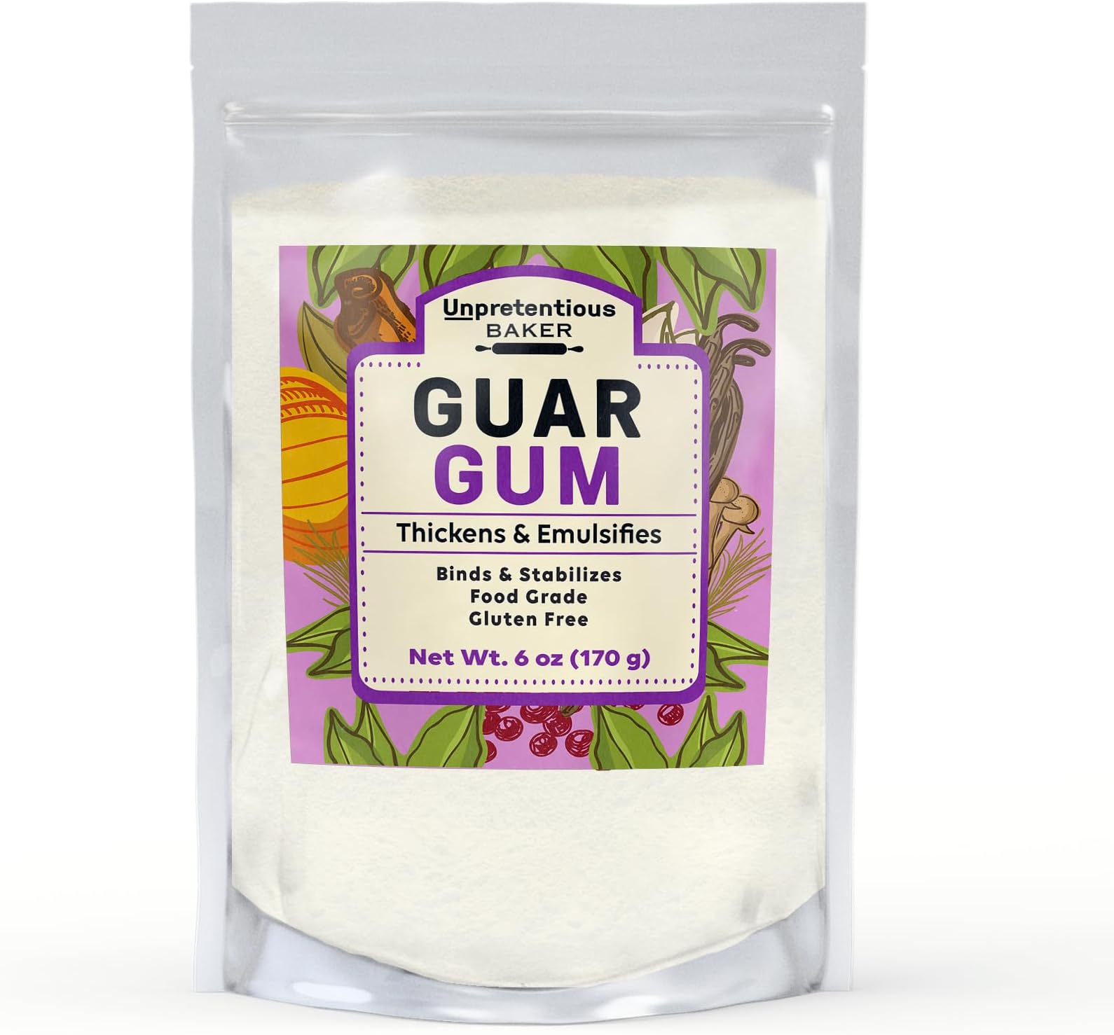 Unpretentious Baker Guar Gum, 6 oz, Gluten-Free Baking, Food Thickener & Binder, Resealable Bag