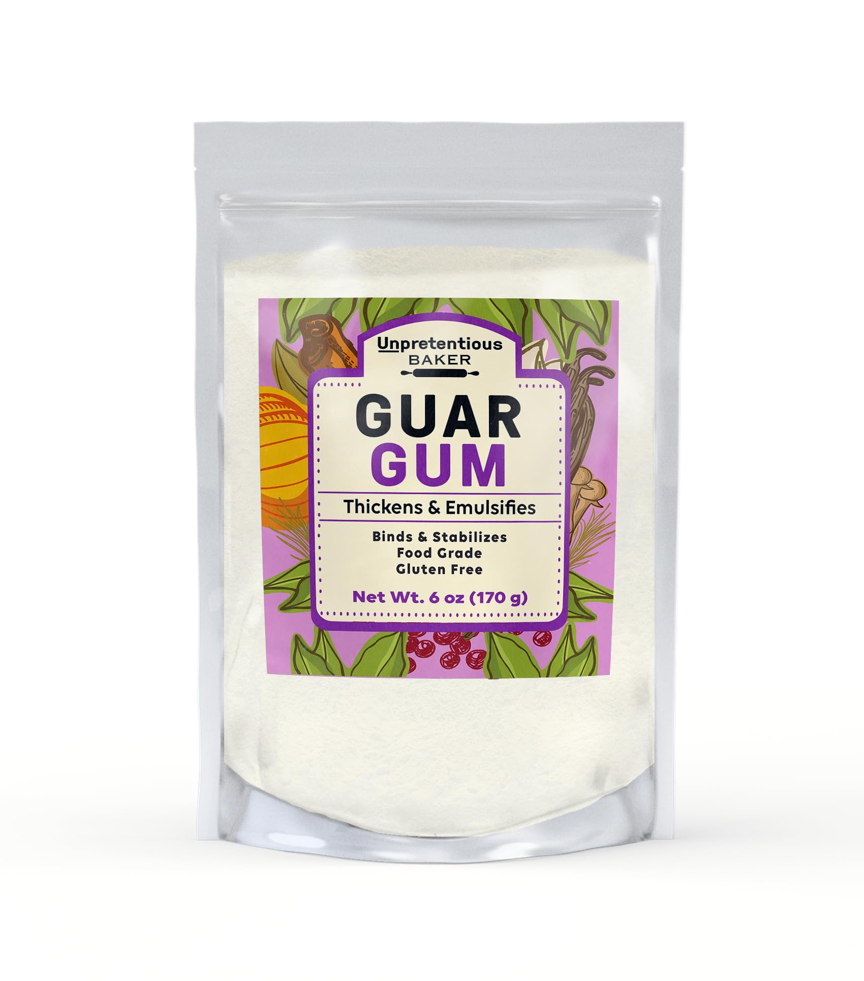 Unpretentious Baker Guar Gum, 6 oz, Gluten-Free Baking, Food Thickener & Binder, Resealable Bag