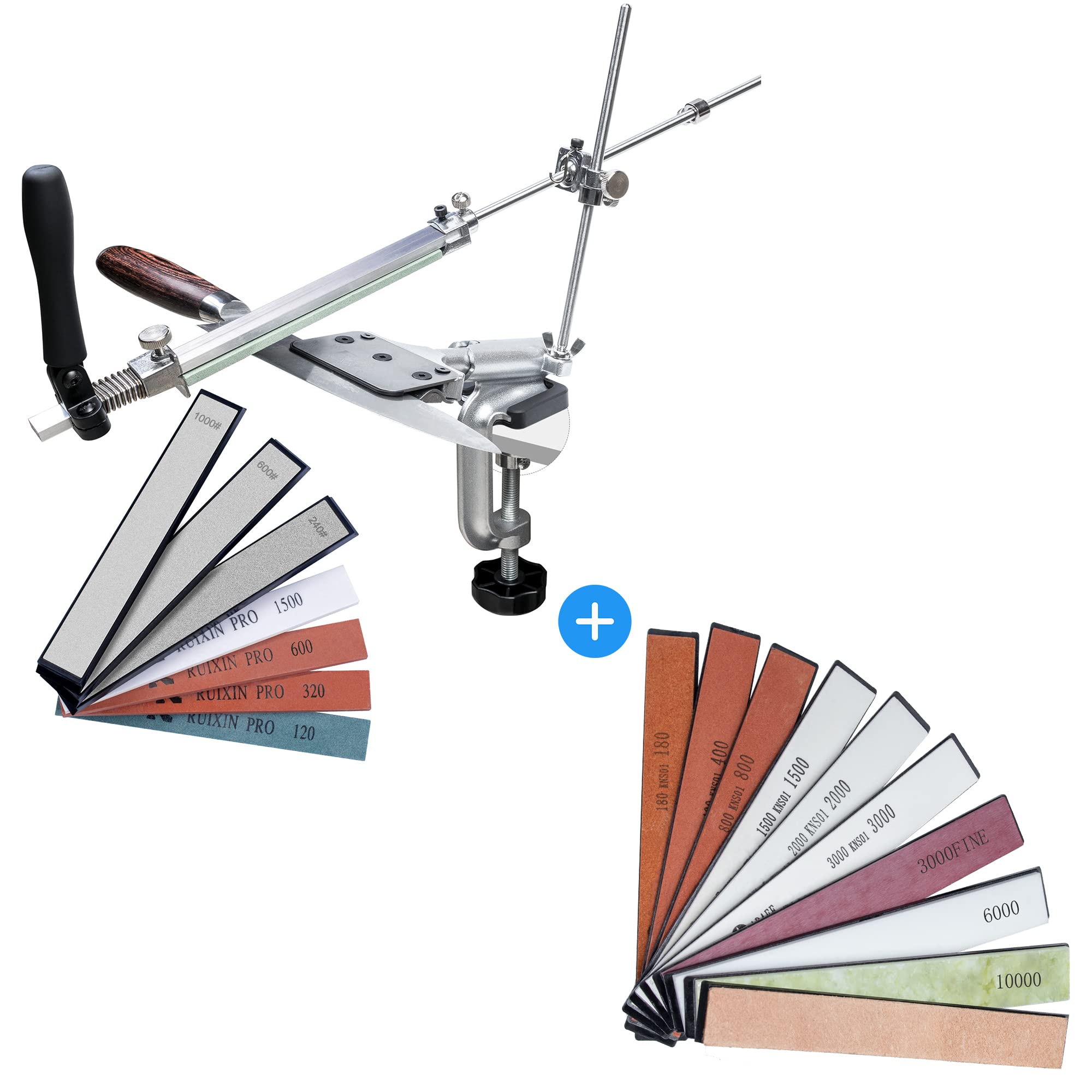 Knife Sharpener Kit, RUIXIN PRO Professional Knife Sharpener, 360 Flip Knife Sharpening System, Rotation Fixed-Angle, Kitchen Chef Knife Sharpener Set with various sharpening stones