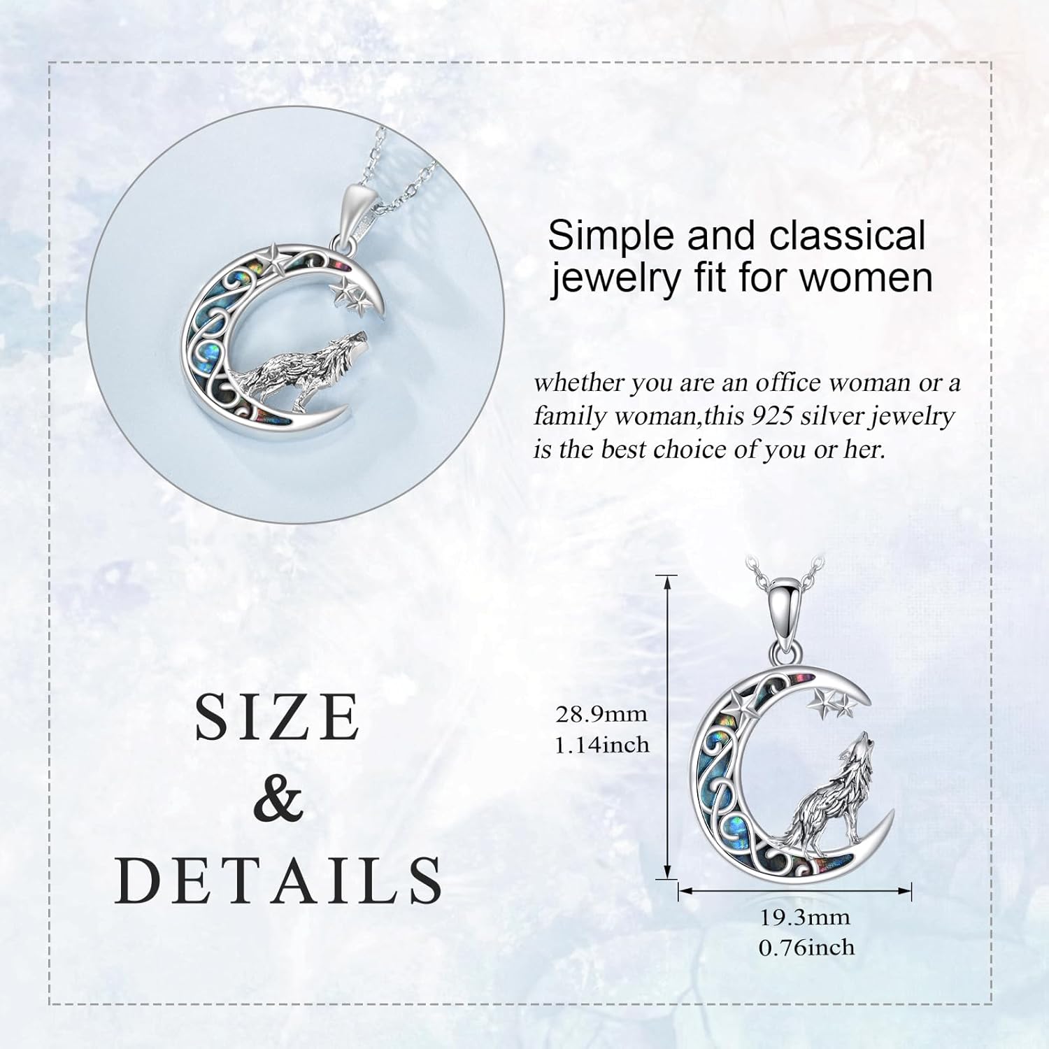 Wolf Necklace for Women 925 Sterling Silver Wolf Jewelry Pendant Birthday Gifts for Her - Image 4