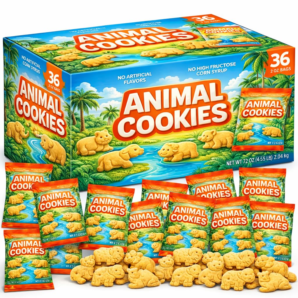 Galletas Animal Crackers - Pack de 36 bolsas individuales de 2 oz