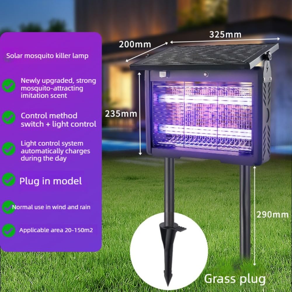 Lampada a energia solare anti-insetti – Lampada antizanzare da giardino impermeabile per esterni, illuminazione a LED per cortile per villa e patio, efficace soluzione repellente per insetti