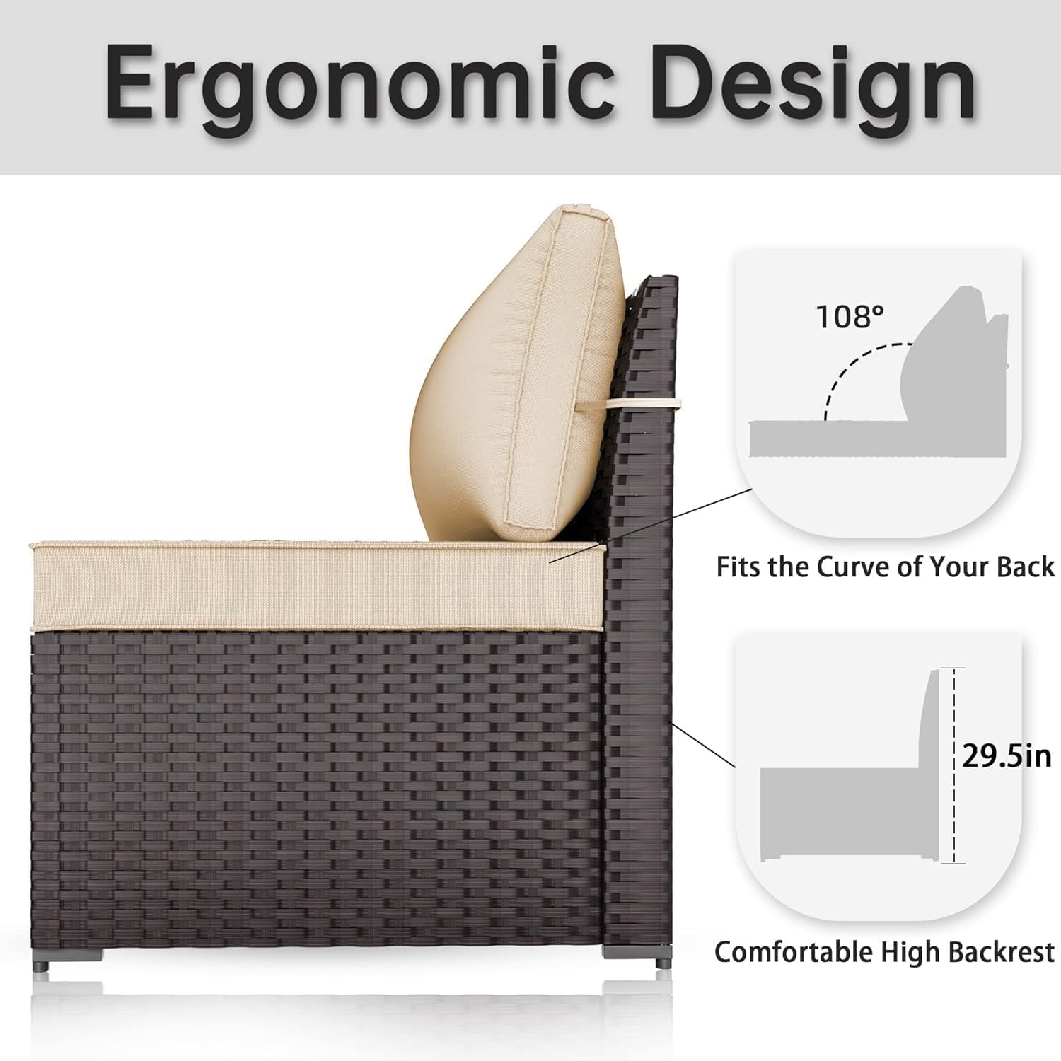 6 Pieces Patio Furniture Set Outdoor Garden Patio Conversation Sets Poolside Lawn Chairs with Glass Coffee Table Porch Furniture