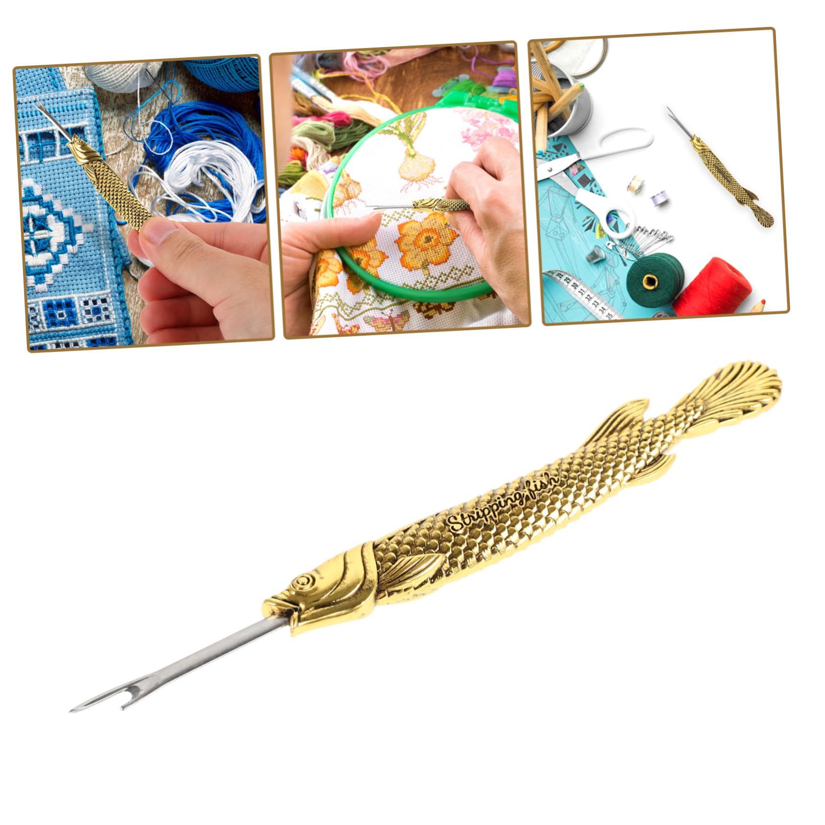 DOITOOL 3 Piezas Desgarrador de costuras herramienta para quitar hilos bordado herramienta de enhebrado de coser y costura de costura impecable Rippers de costura versátiles Metal Dorado