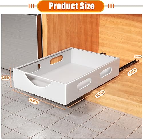 Miniatura 7 de Organizador de armario extraíble fijo con adhesivo, estantes de almacenamiento de cajones deslizantes  10.8 pulgadas de ancho x 15.15 pulgadas de