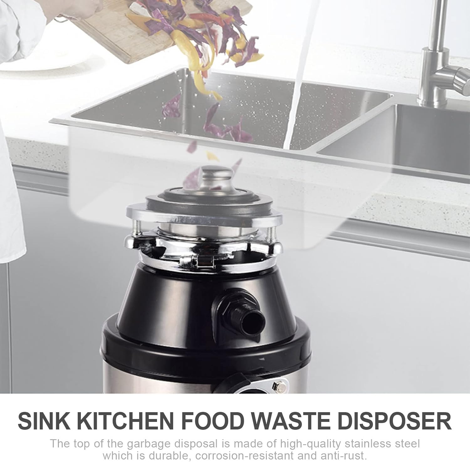 3/4 HP Under Sink Garbage Disposal - 2800 RPM Kitchen Food Waste Disposer with Plug and Safety Features