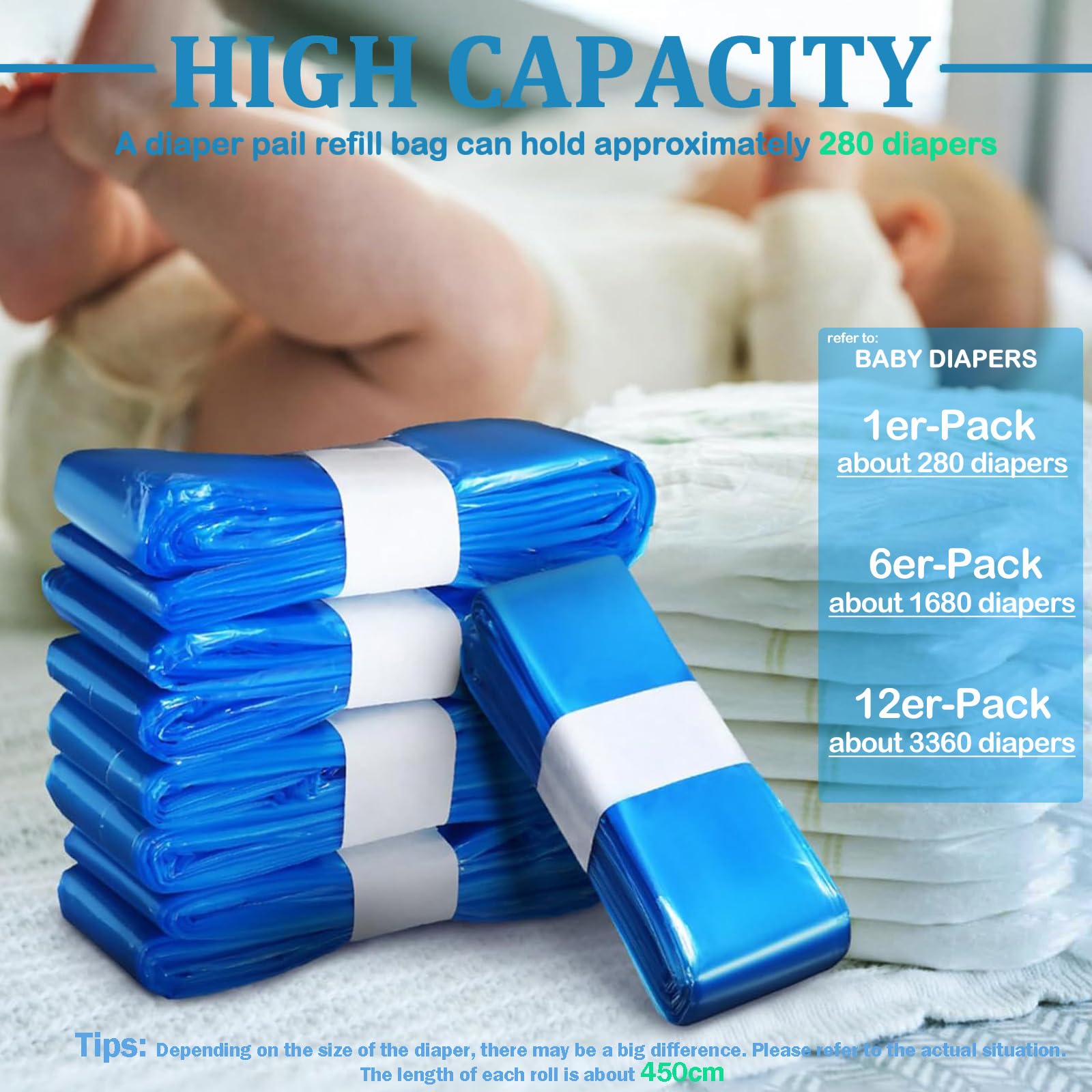 HUPIRCT 12 Pezzi Ricariche mangiapannolini, Ha un'ottima tenuta antiodore e resistenza alla rottura ed è compatibile con tutti i tipi di ricariche